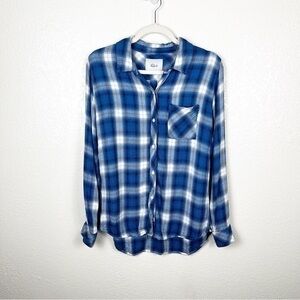 Rails Hunter Button Down Plaid Soft Shirt in Mykonos Blue Size Small